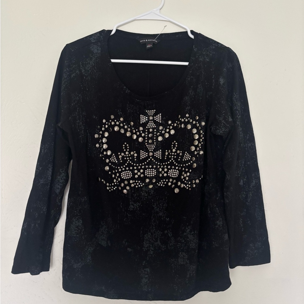 Y2K Rock & Republic Bedazzled Long Sleeve 
XL‎